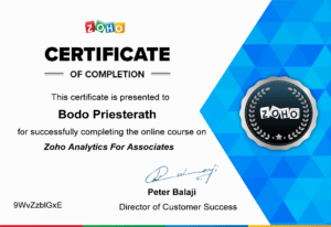 Ein Abschlusszertifikat für Bodo Prasad in Marketing Automation.
