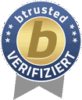 Ein Abzeichen mit der Aufschrift „BT vertrauenswürdig verifiziert“. Ein Abzeichen mit der Aufschrift „BT vertrauenswürdig verifiziert“.
