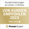 recommendation_300 Von Kunden empfohlen 2023 - Proven Expert